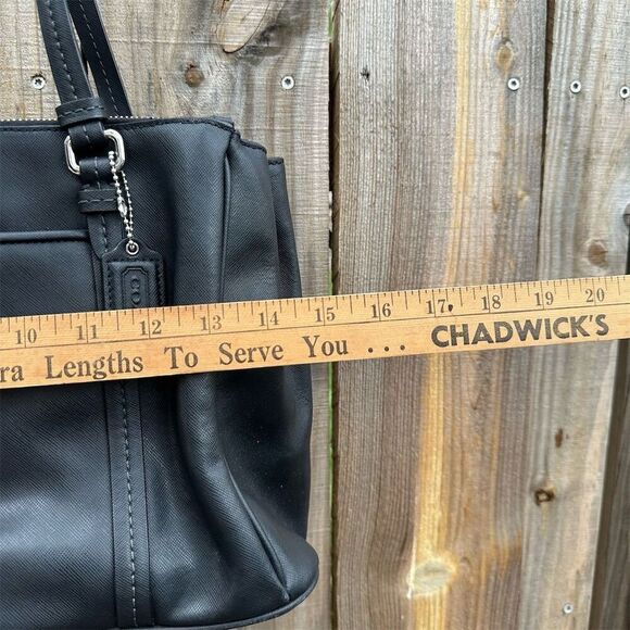 Coach Peyton Leather Double Zip Carryall Tote Bag Black Large - Picture 9 of 12